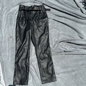 MINKPINK A Thousand Faces Black Vegan Leather Belted Pants